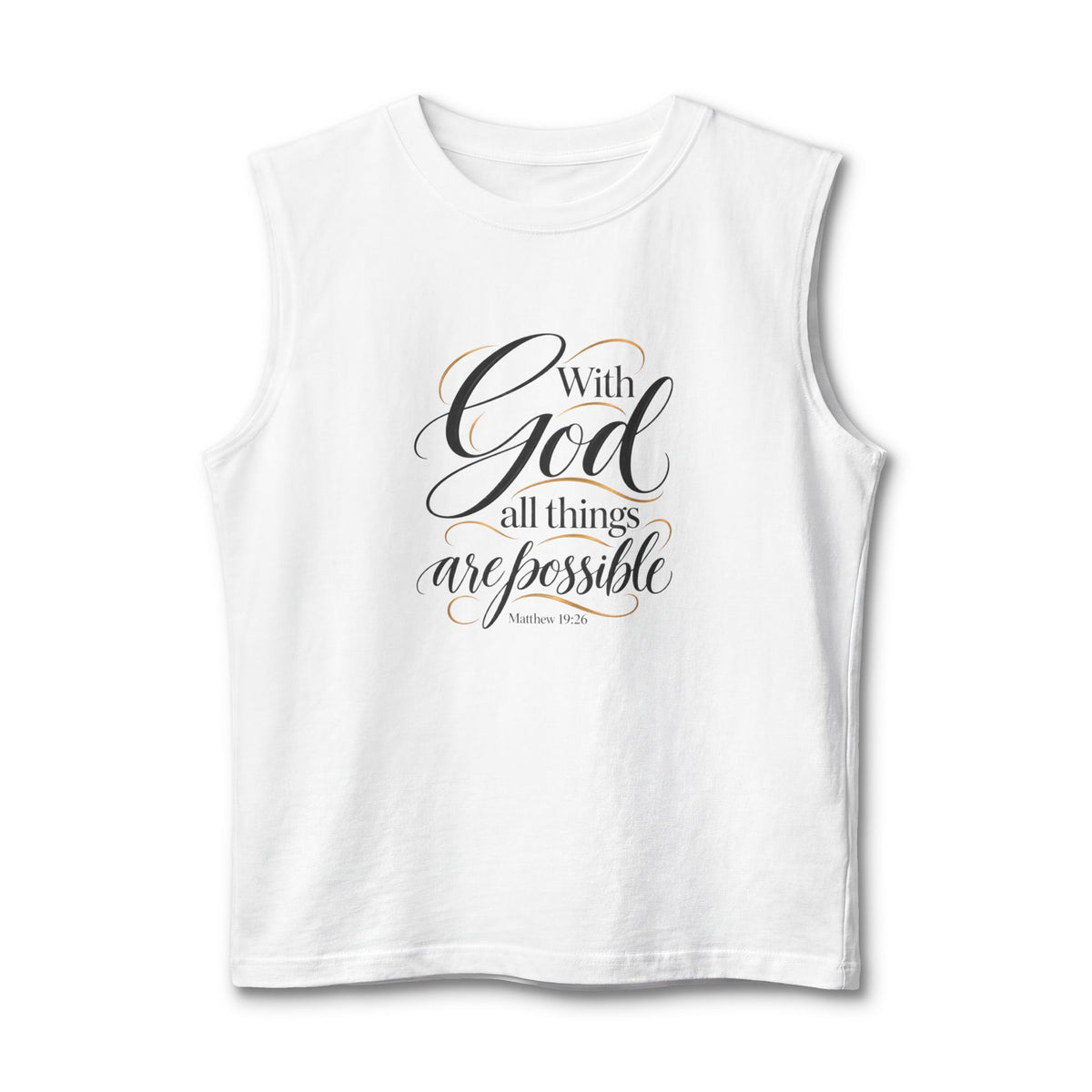 Faith Muscle Tank — "With God All Things Are Possible" Inspirational Tank Top